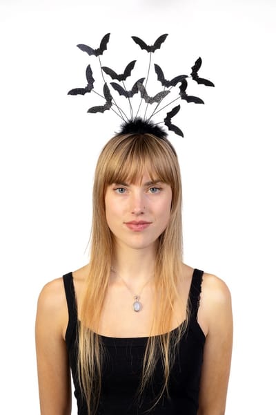 KIMU® Haarband Vleermuis Zwart Dons - Vampier Diadeem Halloween - Vleermuizen Griezel Demoon Duivel Horror Monster Spook Eng Vampieren Festival