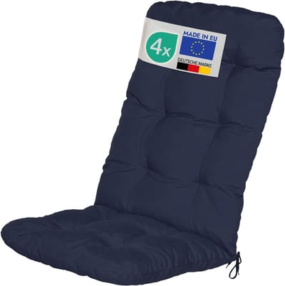 Dikke Tuinkussen Set van 4 voor Tuinstoelen met Hoge Rugleuning 120x50 cm Donkerblauw