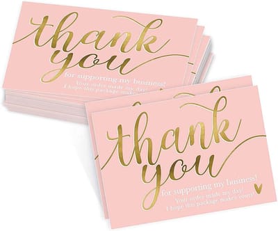 Dailygoods- Dank U Kaarten 100 Stuks - Bedank Kaartjes Klein - Visitekaartjes - Roze en Goud Thema - Aangepaste Kaarten - Papier Materiaal - Bedankkaartjes