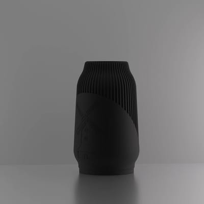 3d-gezellig Miranda met molen - Vaas - Zwart - Maat 25 cm - Kunststof - Modern - Bloemenvaas -100% gerecycled PLA (bioplastic)