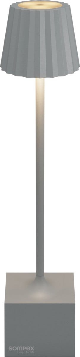 Sompex | Tafellamp Dennis | Grijs | Accu | Dimbaar / 29,5cm hoog / tafellamp / ideaal zonder snoer / oplaadbaar met bijgeleverde kabel / kan zonder snoer overal neergezet worden