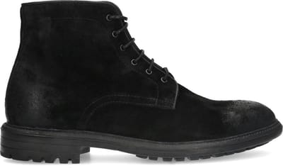 Manfield - Heren - Zwarte leren veterschoenen - Maat 42