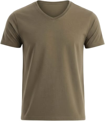 OMBRE T-shirt - Regular Fit - Katoen - Korte Mouw Donkere Olijf S