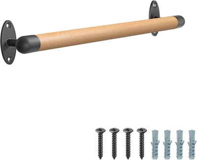Dailygoods - 26 Inch Houten Trapleuning voor Binnen met Stevige Metalen Beugels