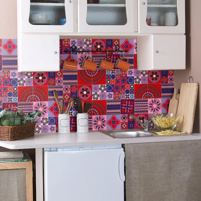 Zelfklevende tegelmuurstickers voor keuken en badkamer - 12 Azulejo Taj Mahal tegelstickers - 12 stickers 10x10cm