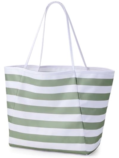 Groene Strandtas voor Vrouwen - Waterdichte & Zandafstotende XXL Shopper met Ritsvak - 23 Liter Opbergcapaciteit - Opvouwbaar en Wasbaar