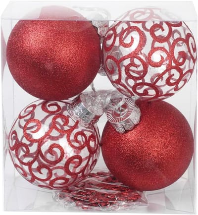 Famanu – Set van 8 grote onbreekbare glitter sneeuwballen en sneeuwvlokken - kerstornamenten - duurzaam materiaal - feestelijke decoratie voor kerstboom en interieur - eenvoudig op te hangen