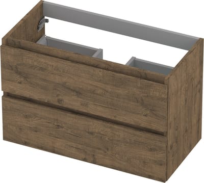 INK® wastafelonderkast 2 laden greeploos met houten keerlijst 80x40x52cm, naturel eiken