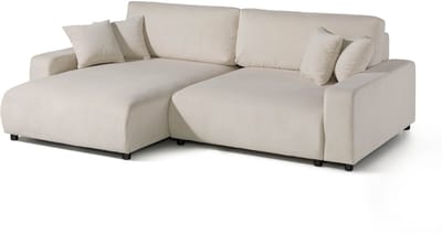 MASSIVMOEBEL24.DE hoekbank beige 100% polyester 234x170x78 cm SOFAS deels gemonteerd
