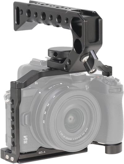 Camera Cage en Handgreep Kit voor Nikon Z50 - Aluminium Video Vlogging Rig met Snelle Bevestiging en Arca Swiss Compatibiliteit voor Stabiliteit en Creativiteit