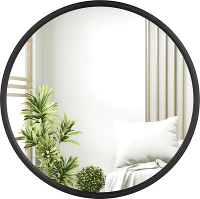 Moderne Ronde Wandspiegel met Zwarte Lijst - 50 cm Decoratieve Spiegel voor Badkamer, Slaapkamer en Woonkamer