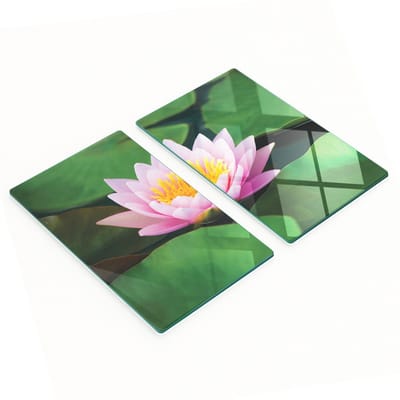 Geharde multifunctionele decoratieve glazen borden met lotusbloemmotief, 2x30x52 cm