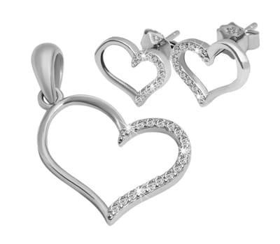 AKZENT Akzent dames-sieradenset "Kimey" van 925 Sterlingzilver, gerhodineerd, sieradenset hart