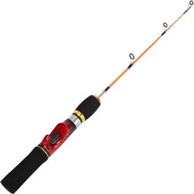 Canne à pêche sur glace de 52 cm, deux sections, trois anneaux de guidage, en fibre de verre (FRP), accessoires black