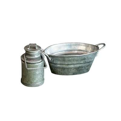 3-delige set – emmer, melkkan en kuip van gegalvaniseerd plaatstaal – opmerkelijke details in elke kerststal – ideaal voor figuren tussen 8 en 13 cm – leuk voor alle leeftijden