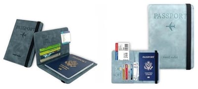 Mj Joys® - Paspoort Hoesje – Paspoorthouder – Paspoort Cover – Travel Wallet – RFID – Paspoortbeschermhoes – Passport cover – Reisportemonnee – Blauw en Sea Blue