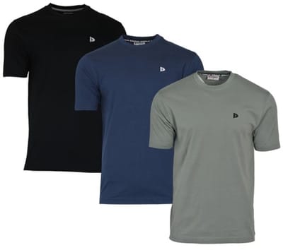 3-Pack Donnay - T-shirt (Vince) - Sportshirt - Heren - Black/Navy/Jungle green (682) - maat 3XL