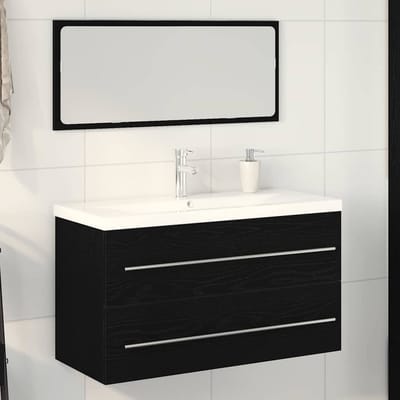 vidaXL - Wastafel - kabinet - voor - de - badkamer - 3 - st - Zwart - Eiken