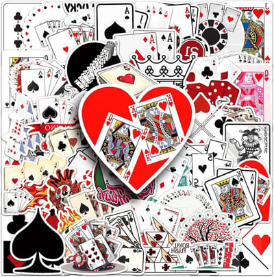 Set van 50 Poker Kaart Stickers voor Laptop, Auto, Motor, Skateboard en Fiets - Ideaal voor Volwassenen en Kinderen