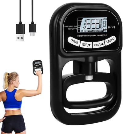 Digitale Krachtmeter - Handkracht Trainer - Grip Kracht Testen - Oplaadbaar LCD Display - 180 kg - Zwart