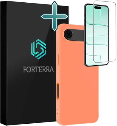 Hoesje Met Screenprotector - Geschikt voor Apple iPhone Air - Sterk & Shockproof - Telefoon Hoes - Back Cover - Siliconen Case - Perzik