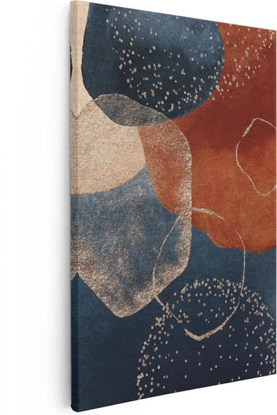 Artaza Canvas Schilderij Abstracte Kunst - 20x30 cm - Klein - Muurdecoratie Woonkamer - Wanddecoratie Geometrisch - Kamer Accessoires Blauw