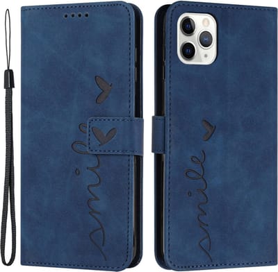 Coverup Hoesje - Geschikt voor iPhone 12 / 12 Pro Hoesje - Coverup Smile Book Case - Blauw