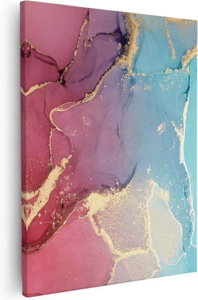 Artaza Canvas Schilderij Abstracte Kunst - 40x50 cm - Muurdecoratie Goud - Wanddecoratie Woonkamer - Kamer Accessoires Marmer Look