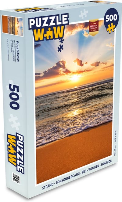 Puzzel Strand - Zonsondergang - Zee - Wolken - Horizon - Legpuzzel - Puzzel 500 stukjes