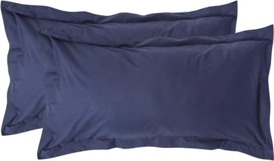Homescapes Kussensloop 50x90 cm met Rand (Oxford) Set van 2 – Marineblauw – 100% Egyptisch Perkal Katoen – 200 TC