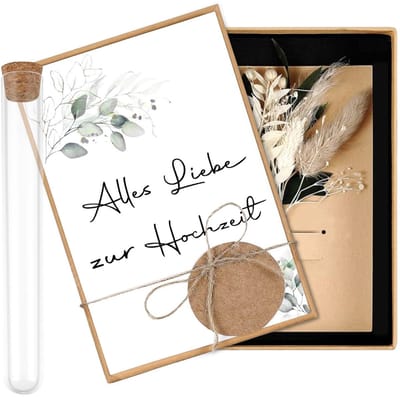 Dailygoods- Huwelijkscadeau Creatieve Set - Geschenkdoos - Wenskaart - Decoratief Reageerbuisje - Bruidspaar - 18 x 12,5 x 3 cm - Cadeauset