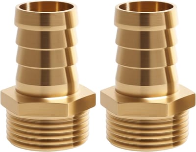 2 Messing Slangtuiten 1/2 Inch - Slangkoppeling met Weerhaken en Buitendraad voor Tuinslang en Irrigatie