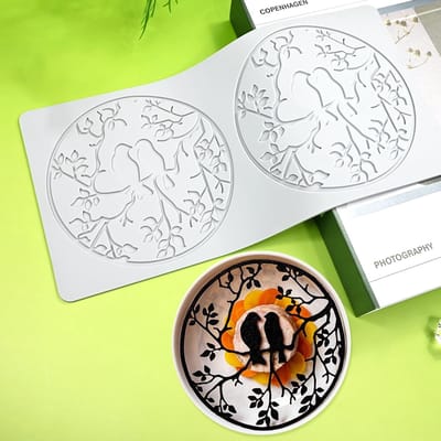 mal Hollow Out Sugarcraft Kant mal Taartdecoratie Kantmat voor Fondant Bruidstaart Decoreren Bakken Mallen (E1_ Vogel Bloem)