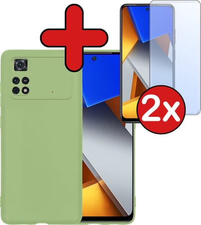 Hoesje - Met 2x Screenprotector - Geschikt voor Xiaomi Poco X4 Pro 5G - Sterk & Shockproof - Telefoon Hoes - Back Cover - Siliconen Case - Telefoonhoes - Groen