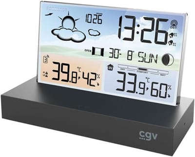 Digitaal Weerstati - Weerstation Buiten - Thuis Weer Checken - Automatische Tijd Update - Hygrometer Thermometer - Zwart