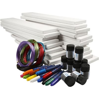 Lange canvassen met aquarel, 1 set