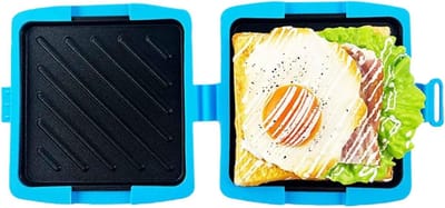 Magnetron Sandwichmaker - Panini Maker - Snelle Maaltijden Bereiden - Antiaanbak Platen - 4D x 17B x 4H cm - Blauw