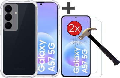 Hoesje met 2 stuks Screenprotectors Geschikt voor Samsung Galaxy A57 Hoesje Siliconen Shockproof Case - Arara Backcover- Transparant