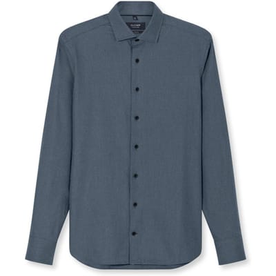 OLYMP Signature Casual Overhemd, Tailored Fit, Kent, Antraciet