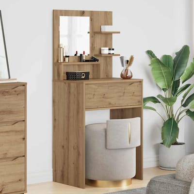 vidaXL - Slaapkamerkaptafels - Artisanaal - eiken - 60 - x - 39,5 - x - 135 - cm