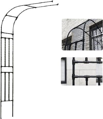 Tuinboog Half - Rozenboog Poort - Planten Versieren - Steun voor Klimplanten - 240 x 180 cm - Zwart