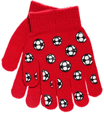 Rode kinder handschoenen voor kinderen jongens boys met voetbal soccer sport print winter kids