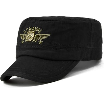 Casquette de baseball brodée Usnaval Unisexe Printemps Automne Extérieur Réglable Casquettes Décontractées Hommes Plat Supérieur Casquettes Militaires Casquettes Hip-Hop black