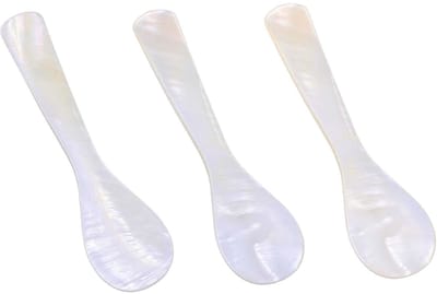 Dailygoods- Kaviaarlepels 3 stuks - Parelmoer Lepels - Handgemaakte Handgreep - Buffetservering - Dessertlepel - Smaakvol Cadeau - Serveerlepels