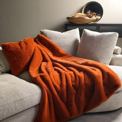 Dutch Decor - ZINZI - plaid 140x180 cm - bontlook - effen kleur - Potters Clay - oranje