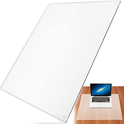 Glazen Bureau Mat 48.3 cm x 60.5 cm - Onderlegger Voor Computer en Toetsenbord - Transparante Desk Protector