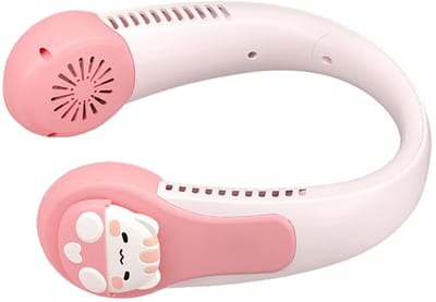 Dailygoody - Draagbare Nekventilator - USB Oplaadbaar - Cartoon Koelventilator - Kat - Ideaal voor Kinderen en Volwassenen - Verkoeling voor Binnen en