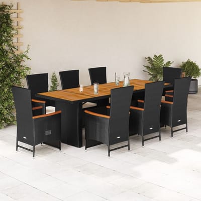 vidaXL - 9-delige - Tuinset - poly - rattan - zwart