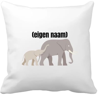 Akyol - olifant en kleine met eigen naam Kussen hoes - Olifant - dieren liefhebber - iemand die houdt van olifanten - verjaardag - cadeau - kado - geschenk - 40 bij 40 cm