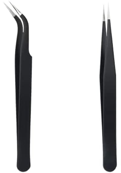 Eyelash Extension Tongs Set - 2 Pack Stainless Steel Tweezers for Professional Eyelash Extensions